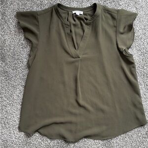 Calvin Klein Flutter Sleeve Green Blouse